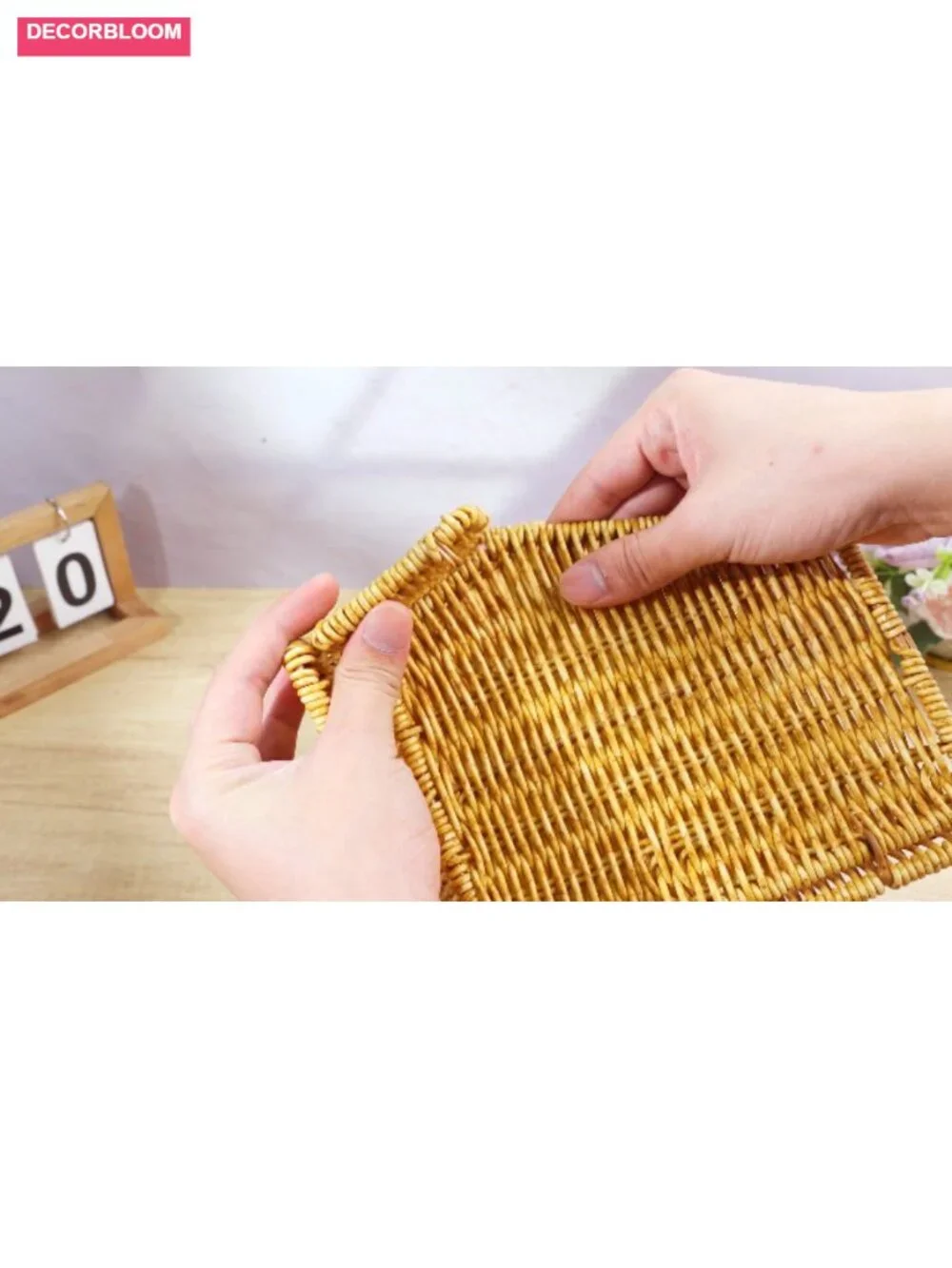 2 Tier Stackable Woven Fruit Basket with Wood Lid